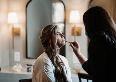 Bride having makeup done in Bridal Suite at The Julianna
