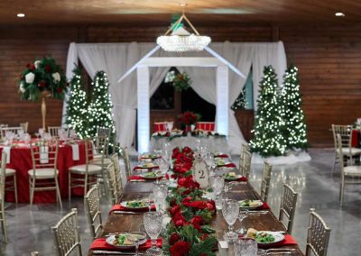 Reception Hall decorated for Christmas wedding